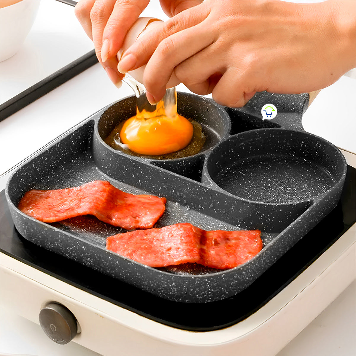 Sartén Antiadherente 3 en 1 – Cocina Varias Comidas a la Vez – Ahorra Tiempo en Solo 10 Minutos