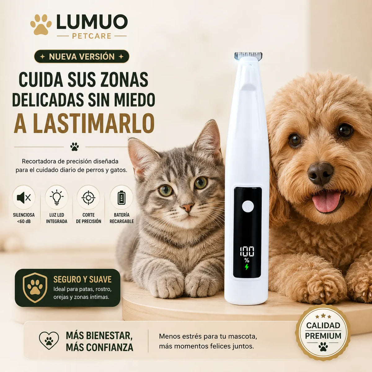 . LUMUO Petcare - Corta el pelo de patas y zonas delicadas sin peleas ni estrés. ¡Últimas 2 unidades!