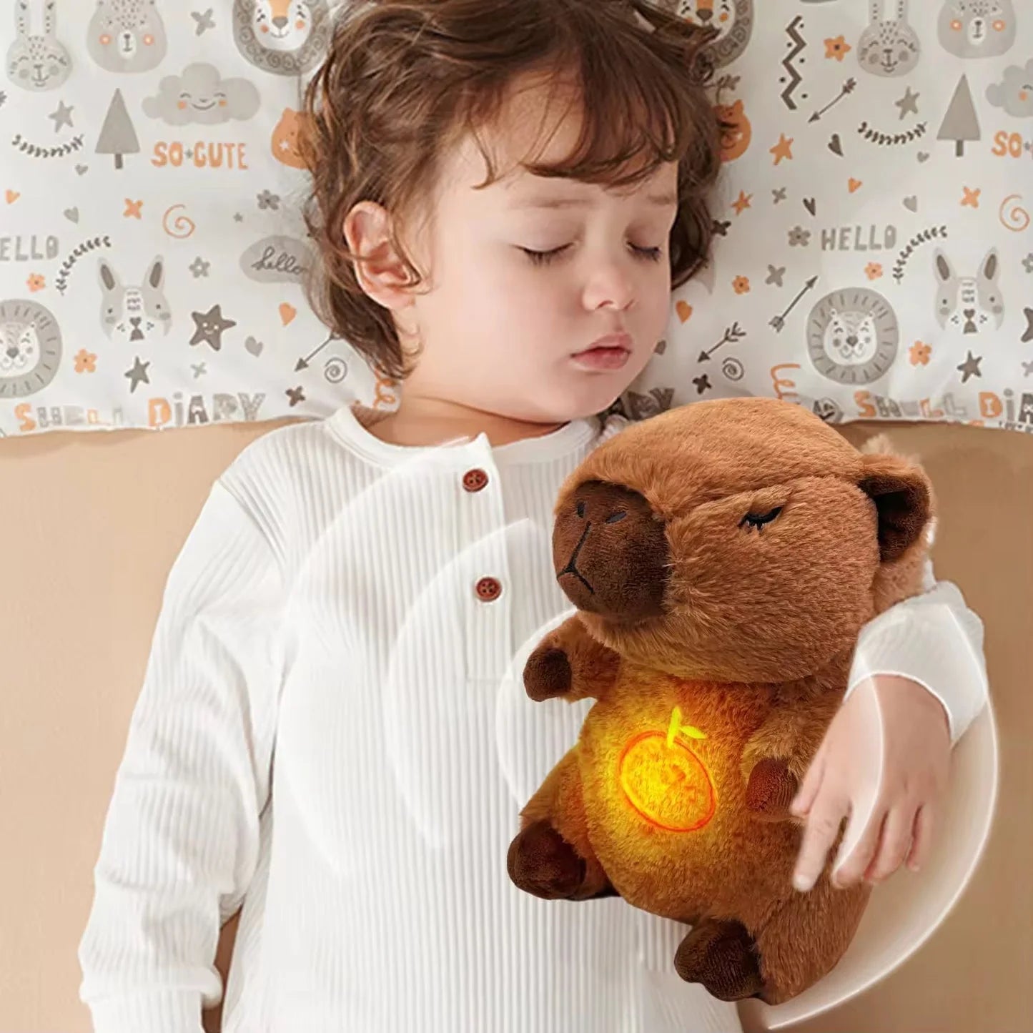 Peluche Capibara que respira, con luz y sonidos relajantes. ¡AGOTADO!