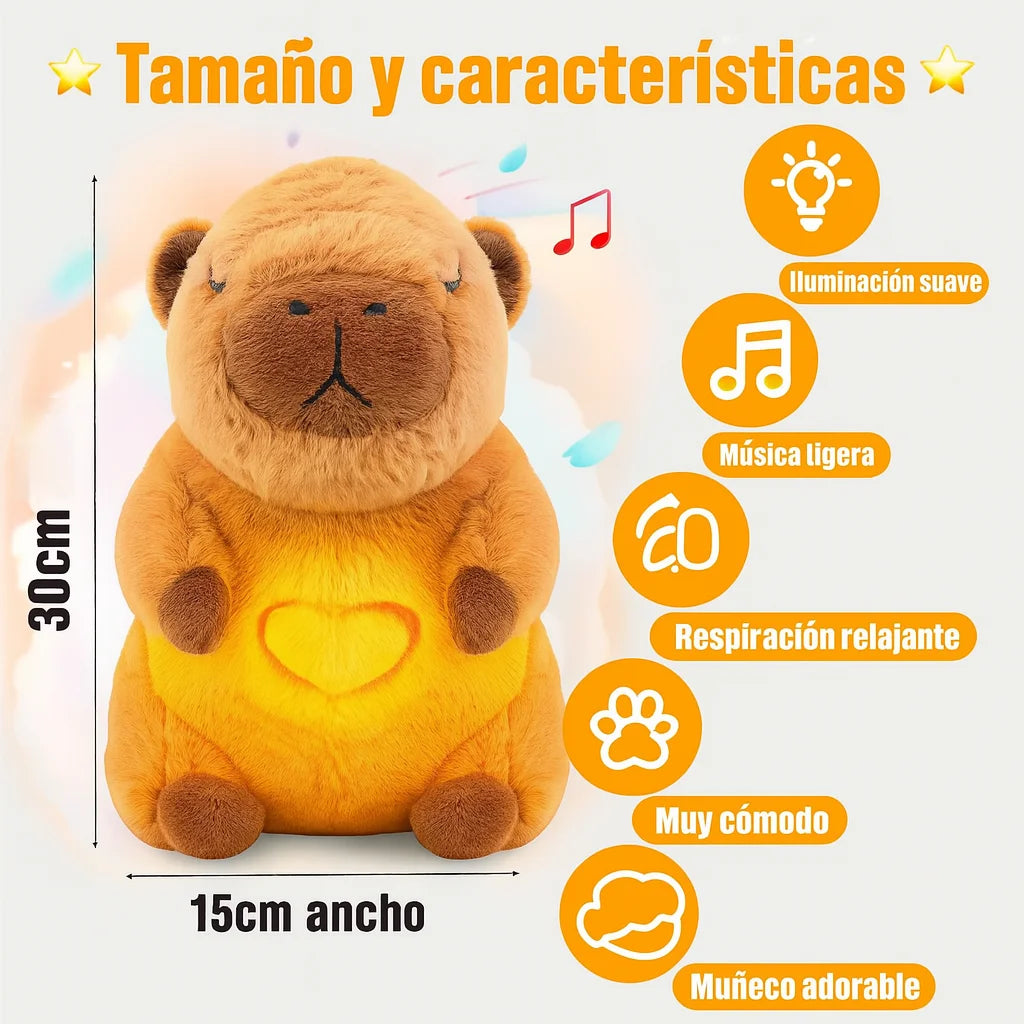 Peluche Capibara que respira, con luz y sonidos relajantes. ¡AGOTADO!