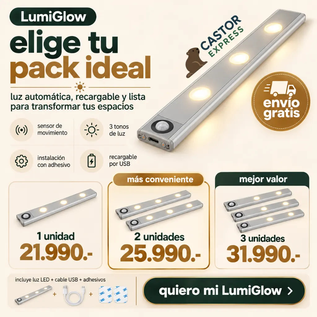LumiGlow - Transforma tus espacios con luz elegante, sin cables y automática