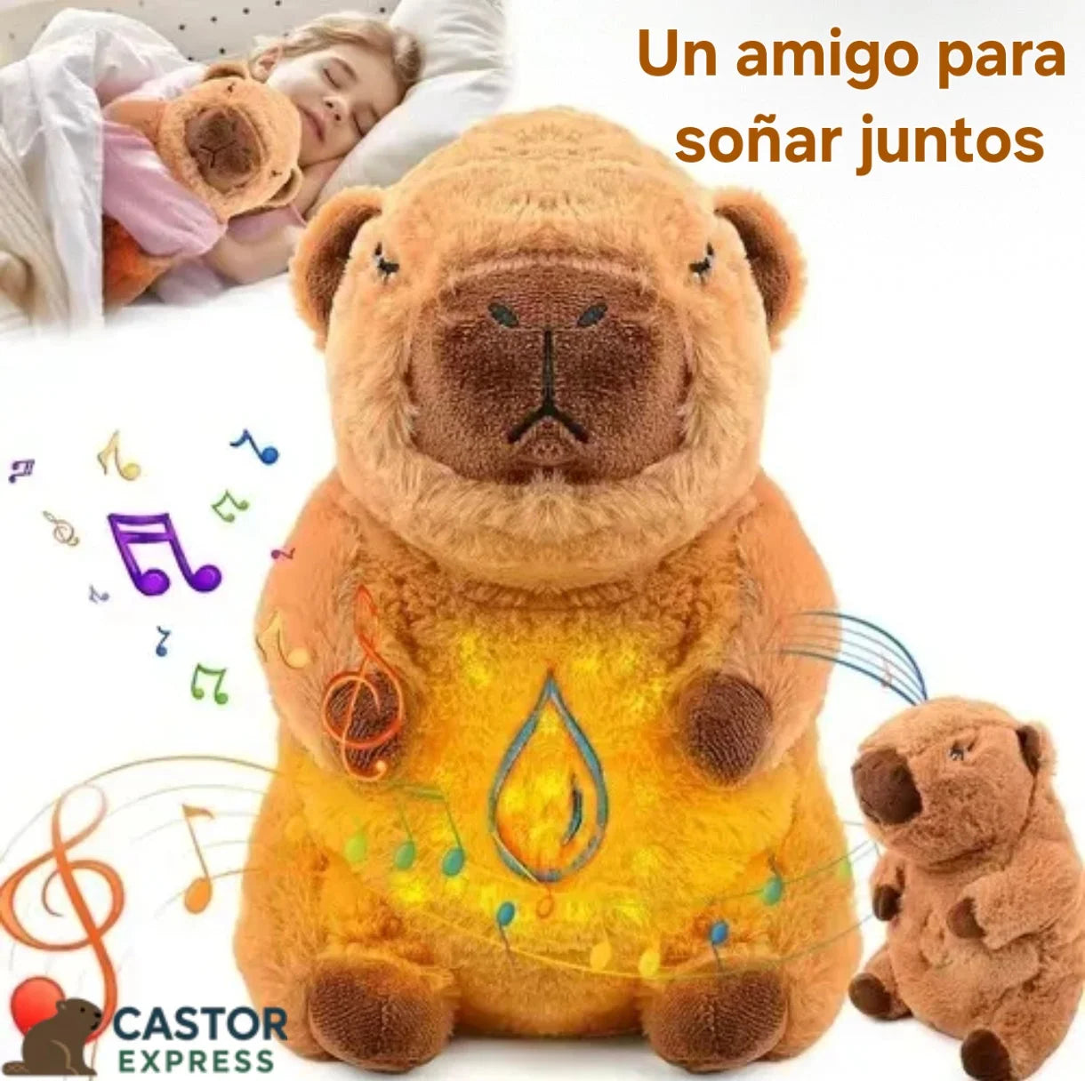 Peluche Capibara que respira, con luz y sonidos relajantes. ¡AGOTADO!