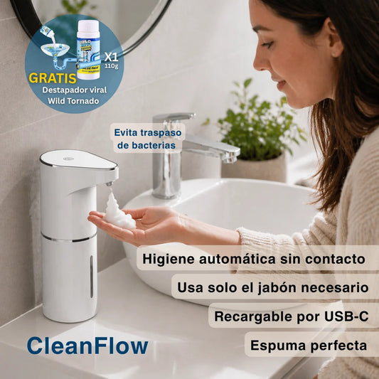 . Dispensador CleanFlow - Higiene sin contacto y sin desperdiciar jabón