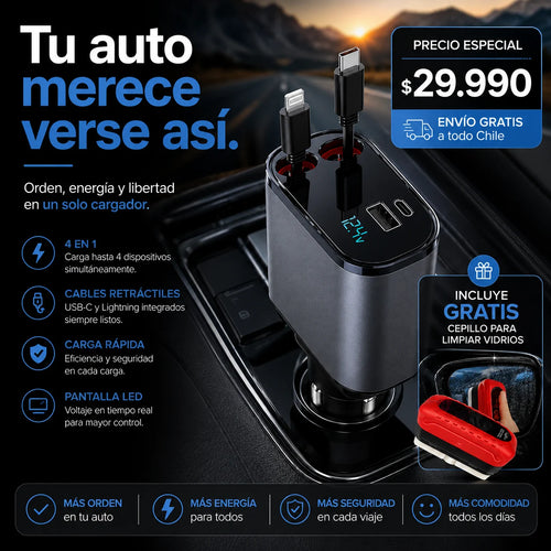 . Orvion Drive – Mantén tu auto ordenado y carga tus dispositivos sin cables enredados.