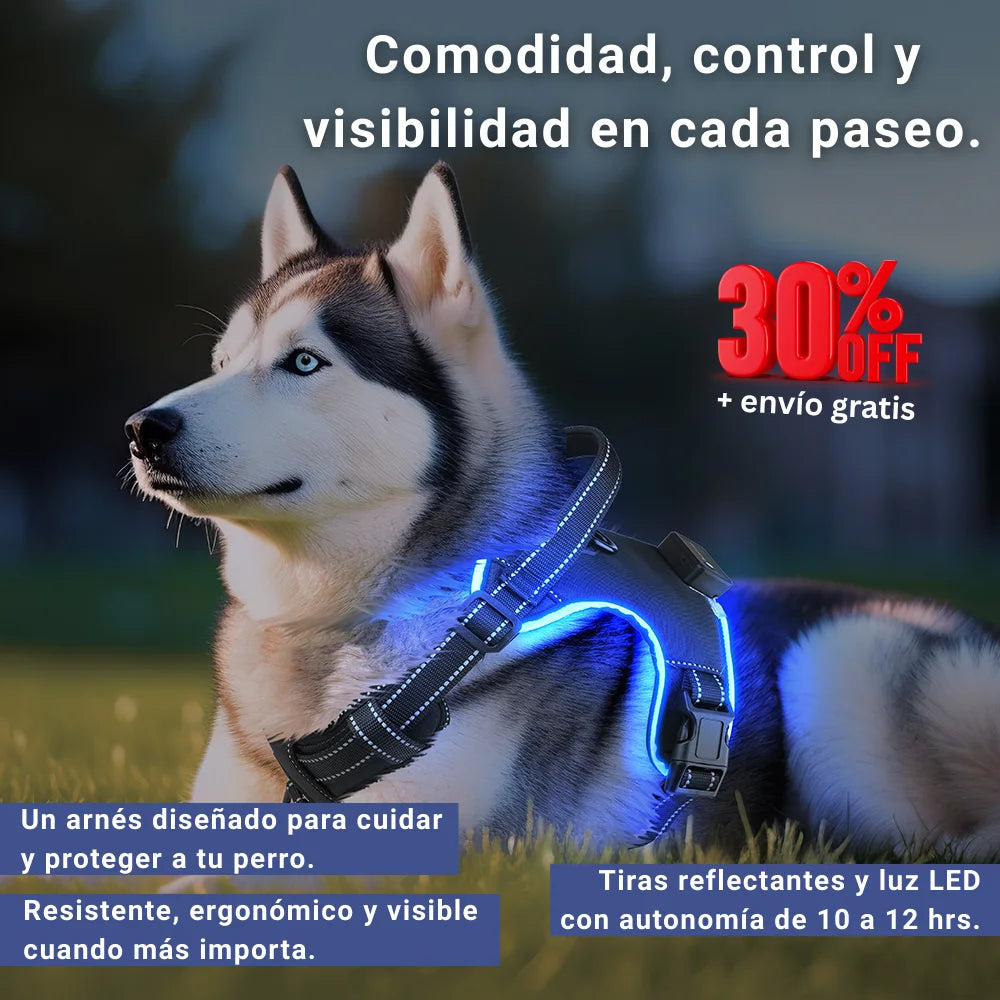 Arnés Ergonómico Guardian LED - Seguridad y visibilidad para paseos sin riesgos