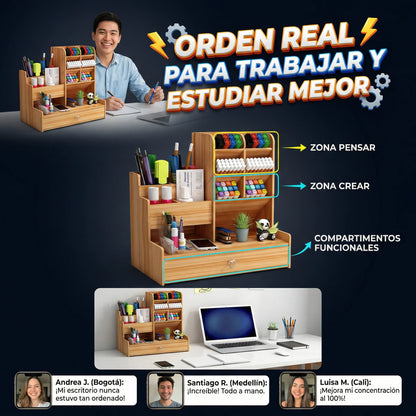 FocusDesk Pro - Organizador multifuncional - Ordena tu escritorio y encuentra todo para trabajar o estudiar