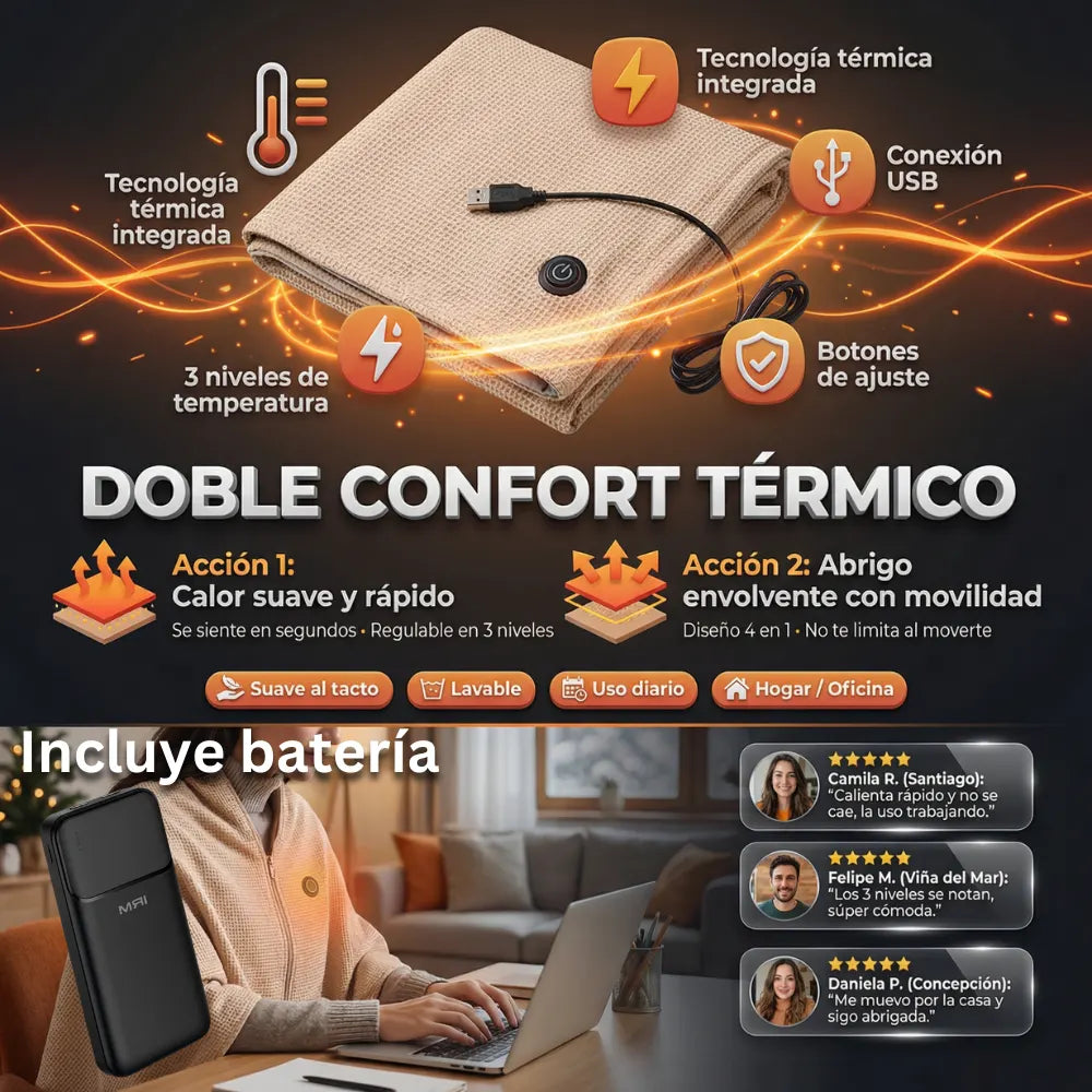 CozyHeat + Batería (Pack movilidad) - Calor suave y cómodo donde lo necesites