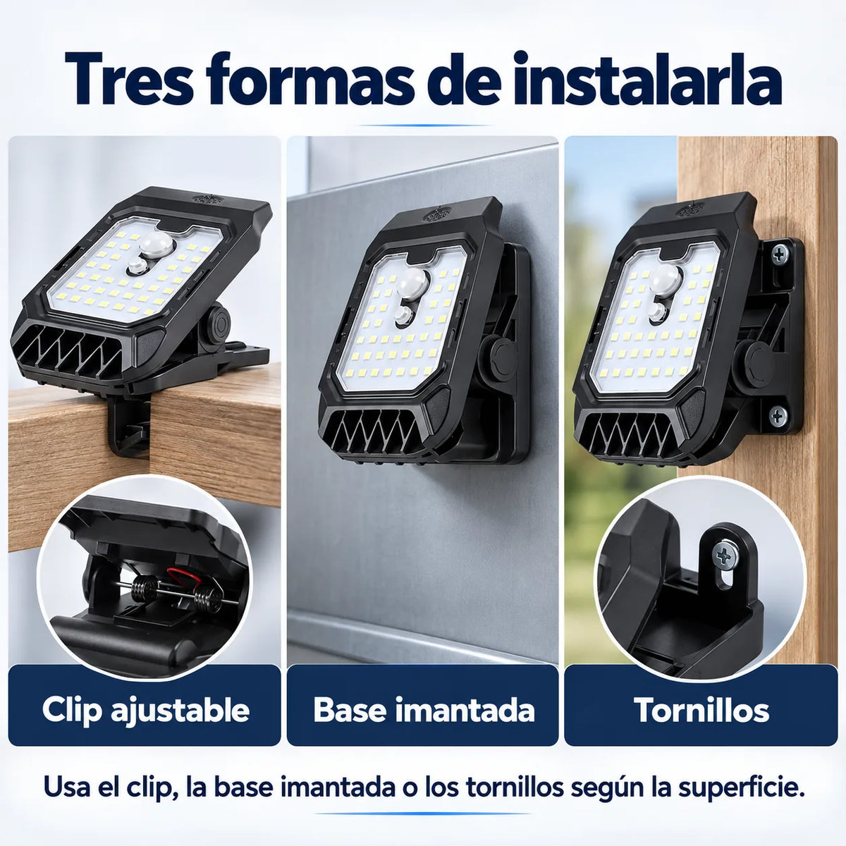 LumiClip - Luz solar adaptable y automática, ilumina donde la necesites