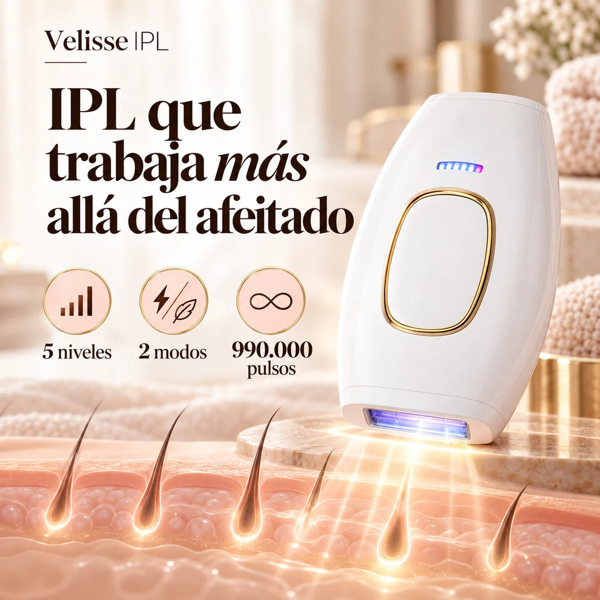 . Velisse IPL - Ahorra tiempo y dinero, luce una piel más suave desde casa.