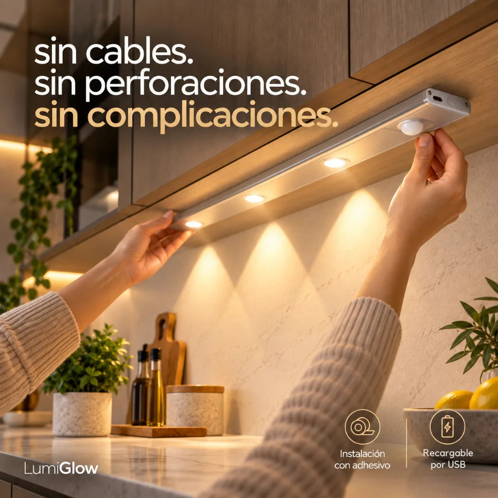 LumiGlow - Transforma tus espacios con luz elegante, sin cables y automática