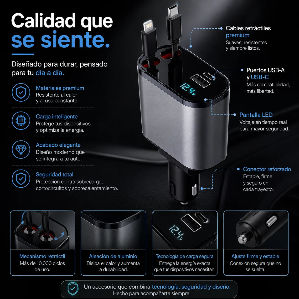 . Orvion Drive – Mantén tu auto ordenado y carga tus dispositivos sin cables enredados.