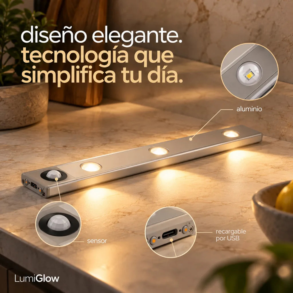 LumiGlow - Transforma tus espacios con luz elegante, sin cables y automática