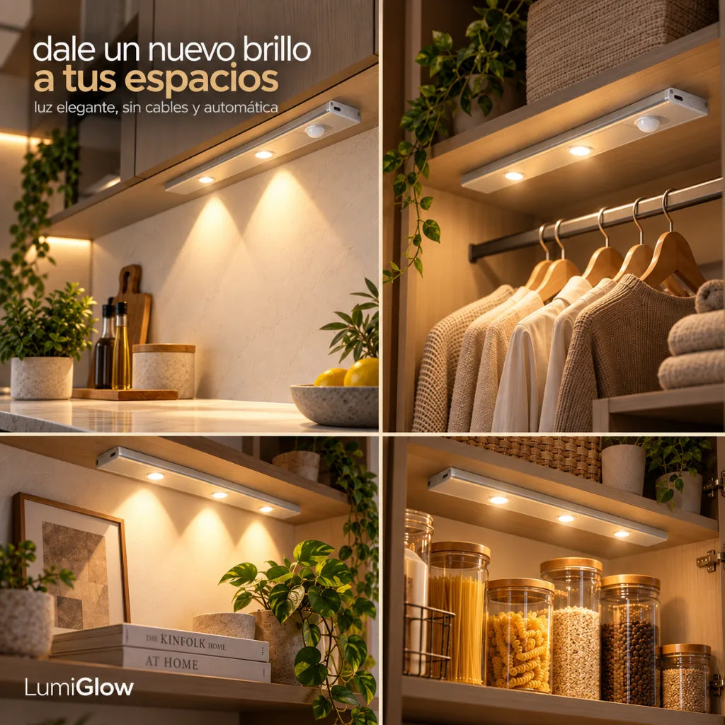 LumiGlow - Transforma tus espacios con luz elegante, sin cables y automática