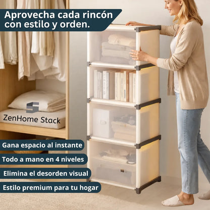 . ZenHome Stack 4 niveles – Gana espacio y mantén todo a mano con estilo premium