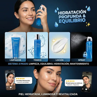 Kit Facial Flamenco 4 en 1 – Set con Ácido Hialuronico para una piel hidratada, iluminada y revitalizada