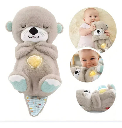 Peluche Nutria que respira, material suave, sonidos y luz relajante.