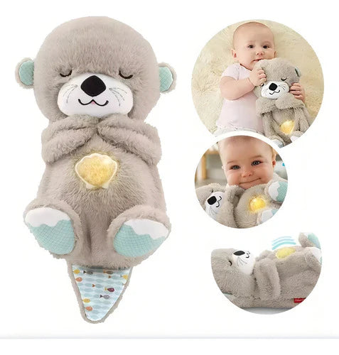 Peluche Nutria que respira, material suave, sonidos y luz relajante.