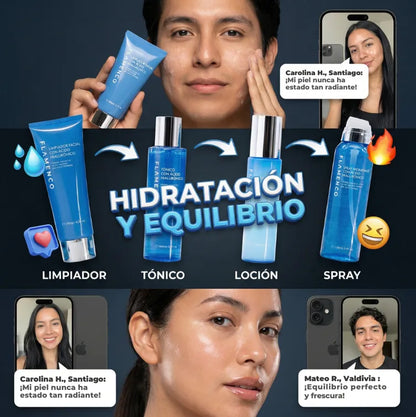 Kit Facial Flamenco 4 en 1 – Set con Ácido Hialuronico para una piel hidratada, iluminada y revitalizada