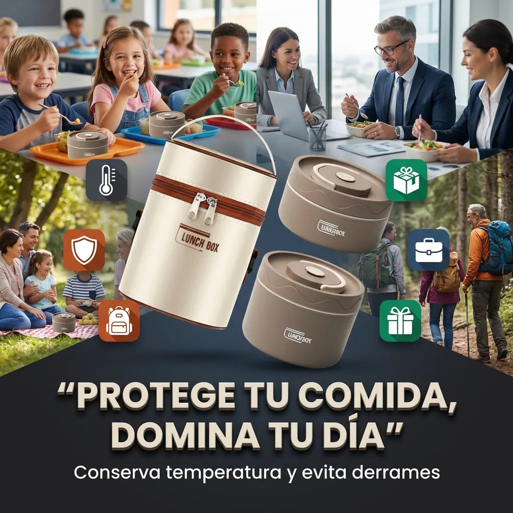 BentoCare - Conserva la comida caliente o fría con sellado seguro ideal para el colegio o la oficina.