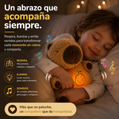 . CapiDream™-Un abrazo que calma y acompaña. Capibara que respira, con luz y sonidos relajantes.  ¡Stock limitado!