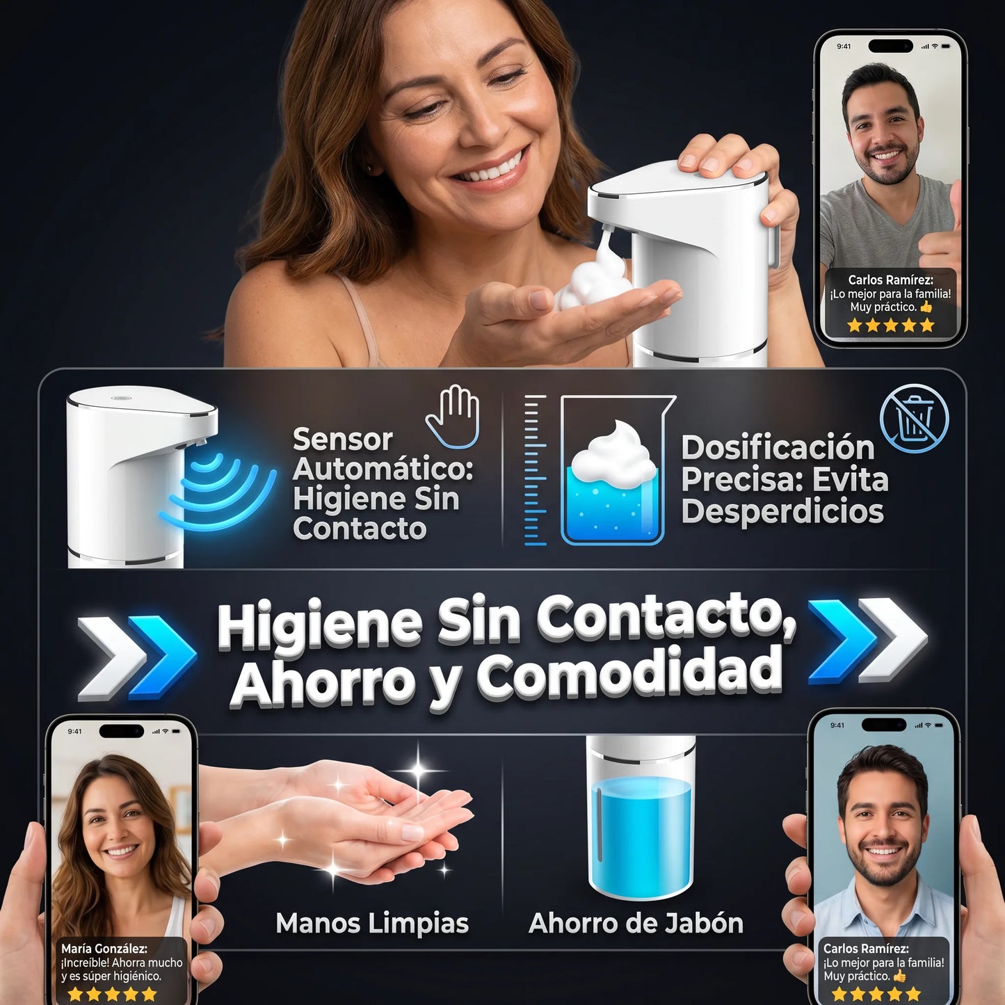 . Dispensador CleanFlow - Higiene sin contacto y sin desperdiciar jabón