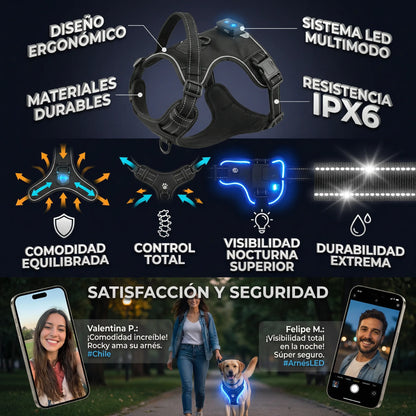 Arnés Ergonómico Guardian LED - Seguridad y visibilidad para paseos sin riesgos
